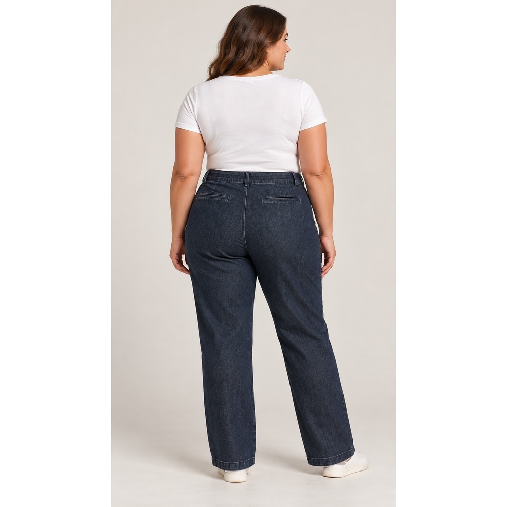 JM Collection Womens Size 16 Dark Wash Straight Leg High Rise Denim Trousers